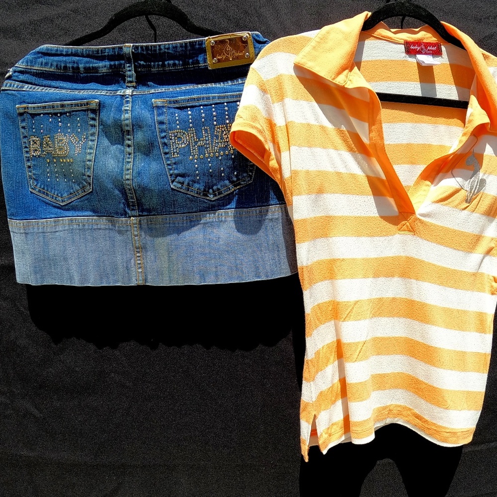 VINTAGE BABY PHAT MINI SKIRT & POLO SET